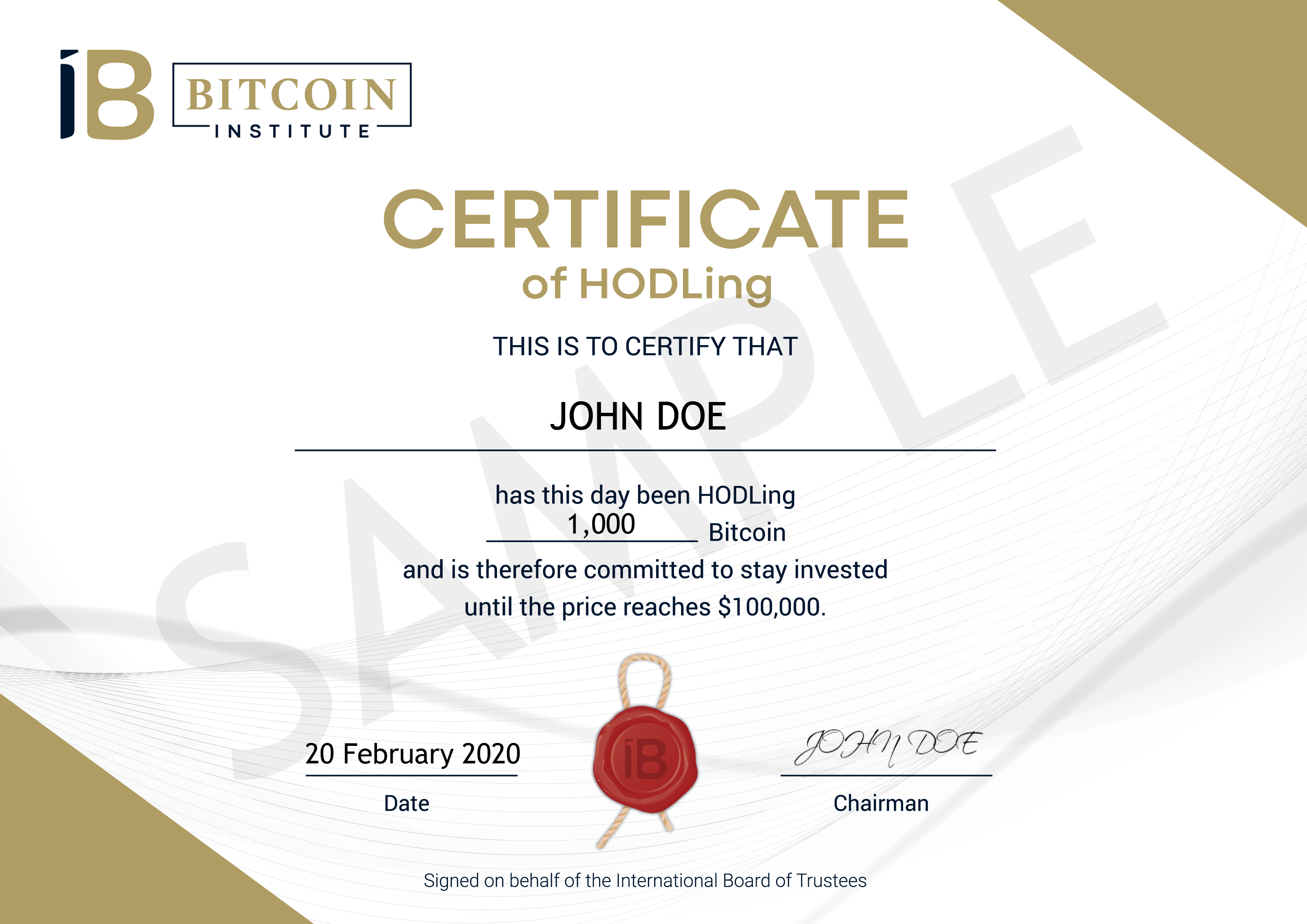 Bitcoin Institute Certificate